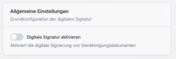 Screenshot: Aktivierungsoption für digitale Signatur