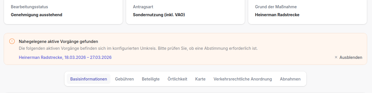 =1000x120 Warnhinweis nahegelegene Vorgänge in der Bearbeitungsmaske